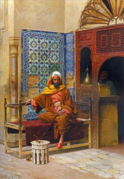 Arab Painting - The Smoker Ludwig Deutsch Orientalism Araber